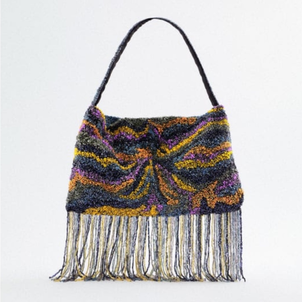 Zara limited edition sequin fringed multicoloured mini bag